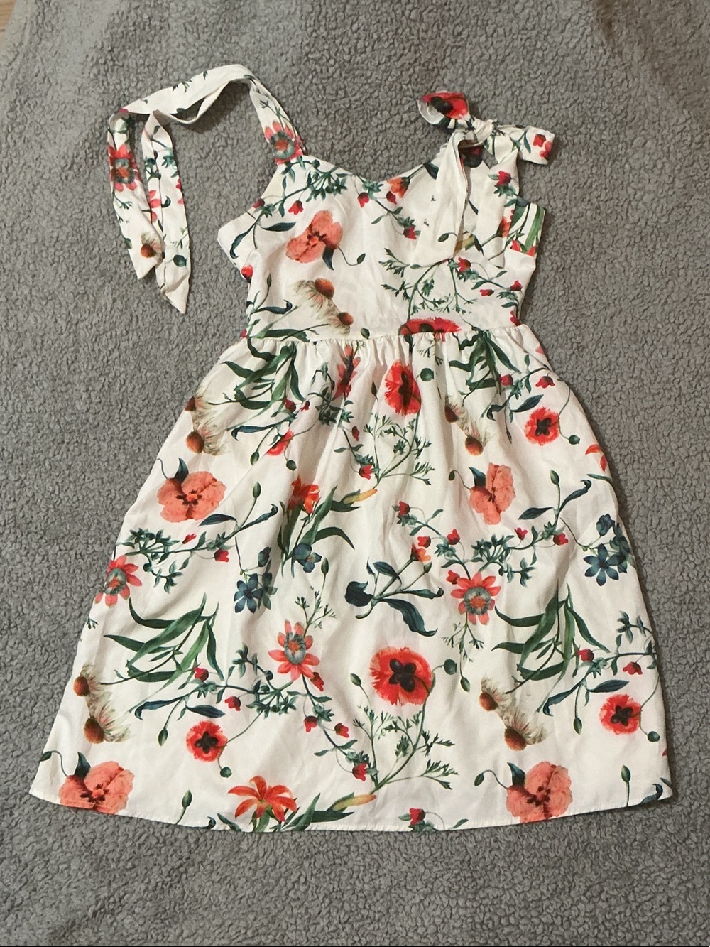 Girls White Floral Tie-Shoulder Sundress